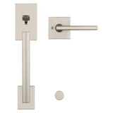 Kwikset San Clemente Matte Black Door Handleset with Halifax Square Lever, Microban Antimicrobial Technology