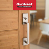 Kwikset San Clemente Matte Black Door Handleset with Halifax Square Lever, Microban Antimicrobial Technology