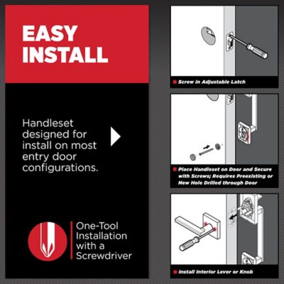 Kwikset San Clemente Satin Nickel Handleset with Halifax Square Lever, Microban Antimicrobial Technology