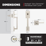 Kwikset San Clemente Satin Nickel Handleset with Halifax Square Lever, Microban Antimicrobial Technology