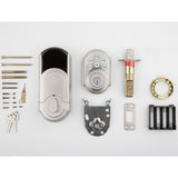 Kwikset SmartCode 909 Satin Nickel Electronic Deadbolt with SmartKey Security + Tustin Passage Lever