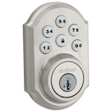 Kwikset SmartCode 909 Satin Nickel Electronic Deadbolt with SmartKey Security + Tustin Passage Lever