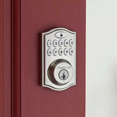 Kwikset Z-Wave SmartCode Satin Nickel Single Cylinder Electronic Deadbolt featuring Milan Hall/Closet Lever