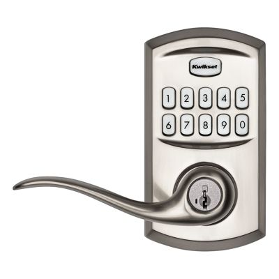 917 SmartCode Satin Nickel Electronic Single-Cylinder Tustin Door Lever Featuring SmartKey Security