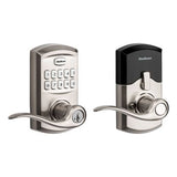 917 SmartCode Satin Nickel Electronic Single-Cylinder Tustin Door Lever Featuring SmartKey Security