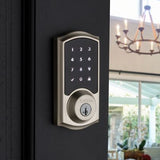 Premis Touchscreen Smart Lock Single Cylinder Venetian Bronze Electronic with Avalon Handleset and Tustin Lever