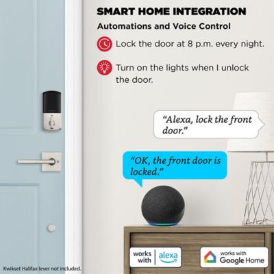 Kwikset Halo Touchscreen Wi‑Fi Smart Lock Deadbolt with SmartKey Security, Satin Nickel, Includes Halifax Lever