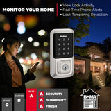 Kwikset Halo Touchscreen Wi‑Fi Smart Lock Deadbolt with SmartKey Security, Satin Nickel, Includes Halifax Lever