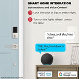 Kwikset Halo Touch Fingerprint Wi‑Fi Smart Lock Deadbolt with SmartKey Security, Satin Nickel, Contemporary, with Halifax Lever