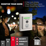 Kwikset Halo Touch Fingerprint Wi‑Fi Smart Lock Deadbolt with SmartKey Security, Satin Nickel, Contemporary, with Halifax Lever