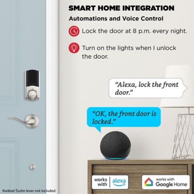 Kwikset Halo Touch Traditional Fingerprint Wi‑Fi Smart Lock Deadbolt with SmartKey Security, Satin Nickel, with Tustin Lever