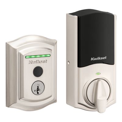 Kwikset Halo Touch Traditional Fingerprint Wi‑Fi Smart Lock Deadbolt with SmartKey Security, Satin Nickel, with Tustin Lever