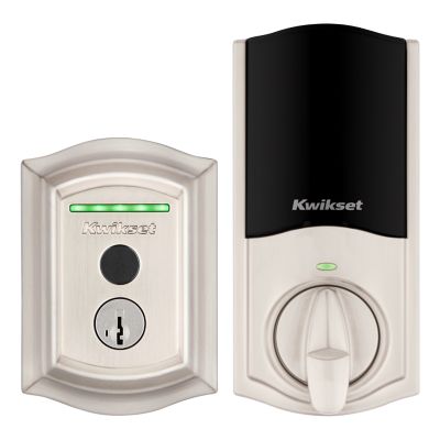 Kwikset Halo Touch Traditional Fingerprint Wi‑Fi Smart Lock Deadbolt with SmartKey Security, Satin Nickel, with Tustin Lever