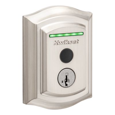 Kwikset Halo Touch Traditional Fingerprint Wi‑Fi Smart Lock Deadbolt with SmartKey Security, Satin Nickel, with Tustin Lever