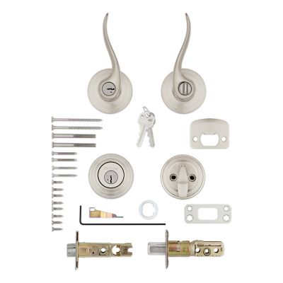 Kwikset Tustin Venetian Bronze SmartKey Single-Cylinder Deadbolt Universal Keyed Entry Door Handle Combo Pack (1 Handle and 1 Deadbolt)