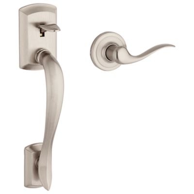 Kwikset Avalon Satin Nickel Handle Only without Deadbolt with Tustin Door Lever, Microban Antimicrobial Technology