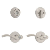 Kwikset Balboa Satin Nickel Exterior Entry Door Lever and Single Cylinder Deadbolt Combo Pack