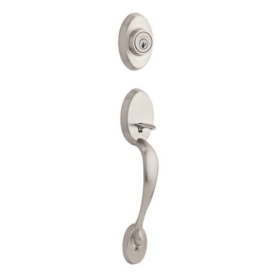 Chelsea Satin Nickel Single Cylinder Door Handleset with Juno Door Knob Featuring SmartKey Security
