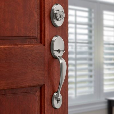Kwikset Chelsea Satin Nickel SmartKey Single-Cylinder Deadbolt Keyed Entry Door Handleset