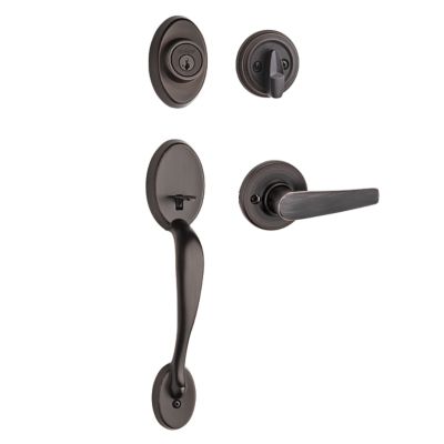 Kwikset Shelburne Venetian Bronze Single Cylinder Door Handleset with Lido Lever, SmartKey Security