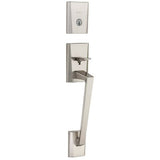 Kwikset Camino Low Profile Satin Nickel Single Cylinder Entry Door Handleset with Halifax Lever, SmartKey Security