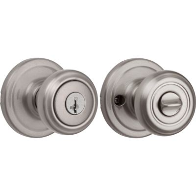 Kwikset Cameron Satin Nickel Keyed Entry Door Knob with SmartKey Security