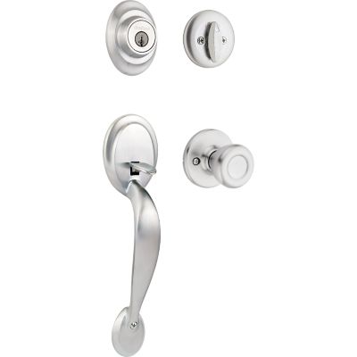 Kwikset Dakota Polished Brass Single Cylinder Door Handleset with Tylo Knob, SmartKey Security