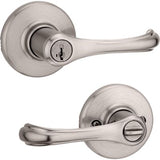 Kwikset Dorian Satin Nickel Exterior Entry Door Lever with SmartKey Security