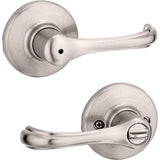 Kwikset Dorian Satin Nickel Privacy Bed/Bath Door Lever with Microban Antimicrobial Technology