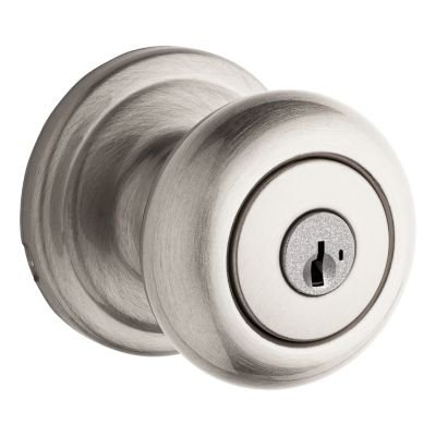 Kwikset Hancock Satin Nickel Entry Door Knob Featuring SmartKey Security