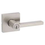 Kwikset Halifax Square Matte Black Keyed Entry Door Lever, SmartKey Security