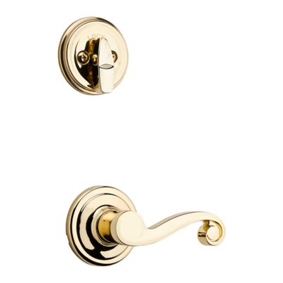 Kwikset Chelsea Lifetime Polished Brass SmartKey Single-Cylinder Deadbolt Keyed Entry Handleset with Lido Lever