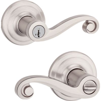 Kwikset Lido Satin Nickel Keyed Entry Door Lever with SmartKey Security