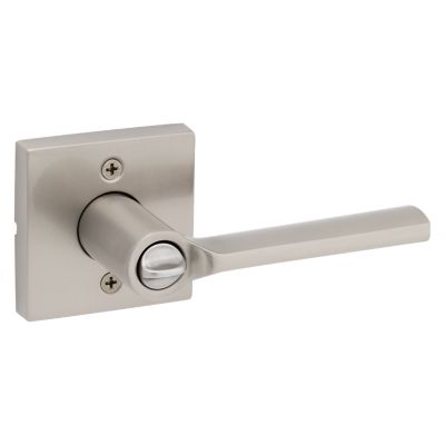 Kwikset Lisbon Square Keyed Entry Door Lever with SmartKey Security, Satin Nickel