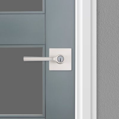 Kwikset Lisbon Iron Black Square Exterior Entry Door Lever with SmartKey Security