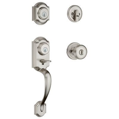 Kwikset Montara Satin Nickel SmartKey Single-Cylinder Deadbolt Keyed Entry Door Handleset