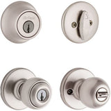 Kwikset Polo Security Set Combo Pack with Single-Cylinder Deadbolt and Entry Knob, Satin Nickel