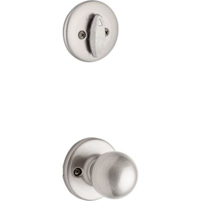 Kwikset SmartKey Dakota/Polo Satin Nickel Entry Handleset, ANSI/BHMA Grade 3, KW1, 1-3/4 in