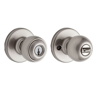 Kwikset Polo Satin Nickel Keyed Entry Door Knob with Microban Antimicrobial Technology