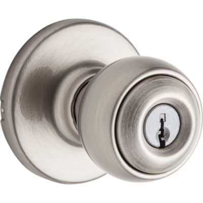 Kwikset Polo Satin Nickel Keyed Entry Door Knob with Microban Antimicrobial Technology