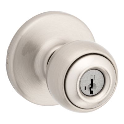 Kwikset Polo Satin Nickel Keyed Entry Door Knob, ANSI/BHMA Grade 3, fits up to 1-3/4 in. doors