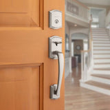 Kwikset Prescott Venetian Bronze Single Cylinder Entry Door Handleset with Tustin Lever Featuring SmartKey Security