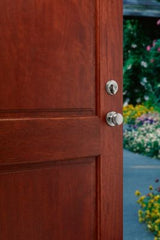 Shelburne Antique Brass Single Cylinder Door Handleset with Juno Door Knob Featuring SmartKey Security