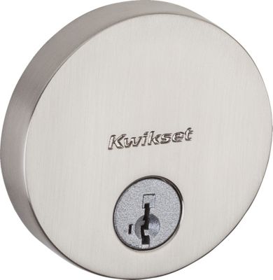 Kwikset Uptown Low Profile Round Single Cylinder Deadbolt with SmartKey Security, Iron Black