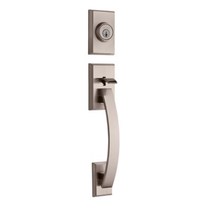 Kwikset Tavaris Satin Nickel Single Cylinder Door Handleset with Vedani Lever Featuring SmartKey Security