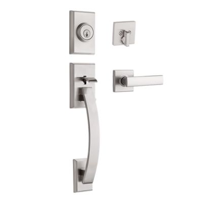 Kwikset Tavaris Satin Nickel Single Cylinder Door Handleset with Vedani Lever Featuring SmartKey Security