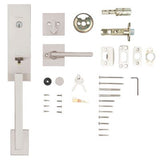 Kwikset Vancouver Matte Black Single Cylinder Low Profile Handleset with Halifax Lever, SmartKey Security