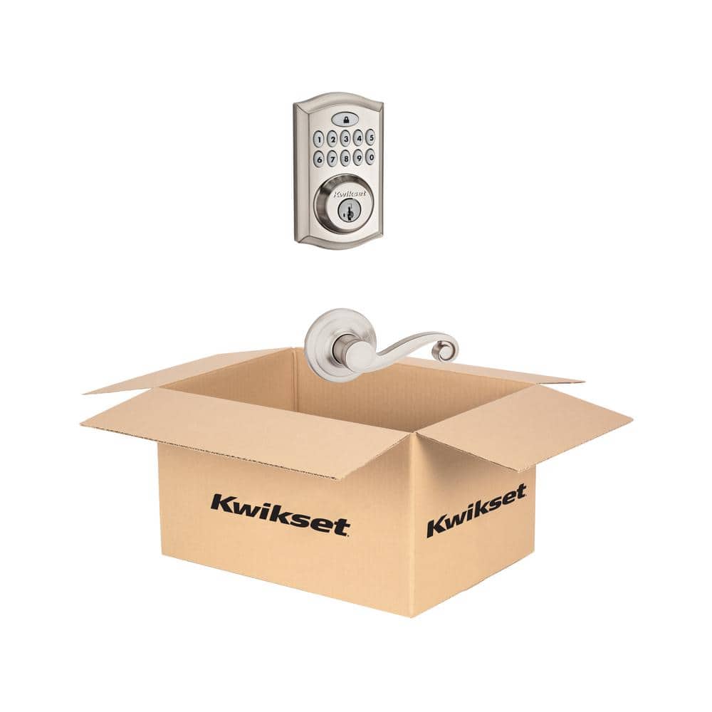 Kwikset SmartCode Satin Nickel Single Cylinder Electronic Deadbolt with SmartKey Security and Lido Hall/Closet Lever