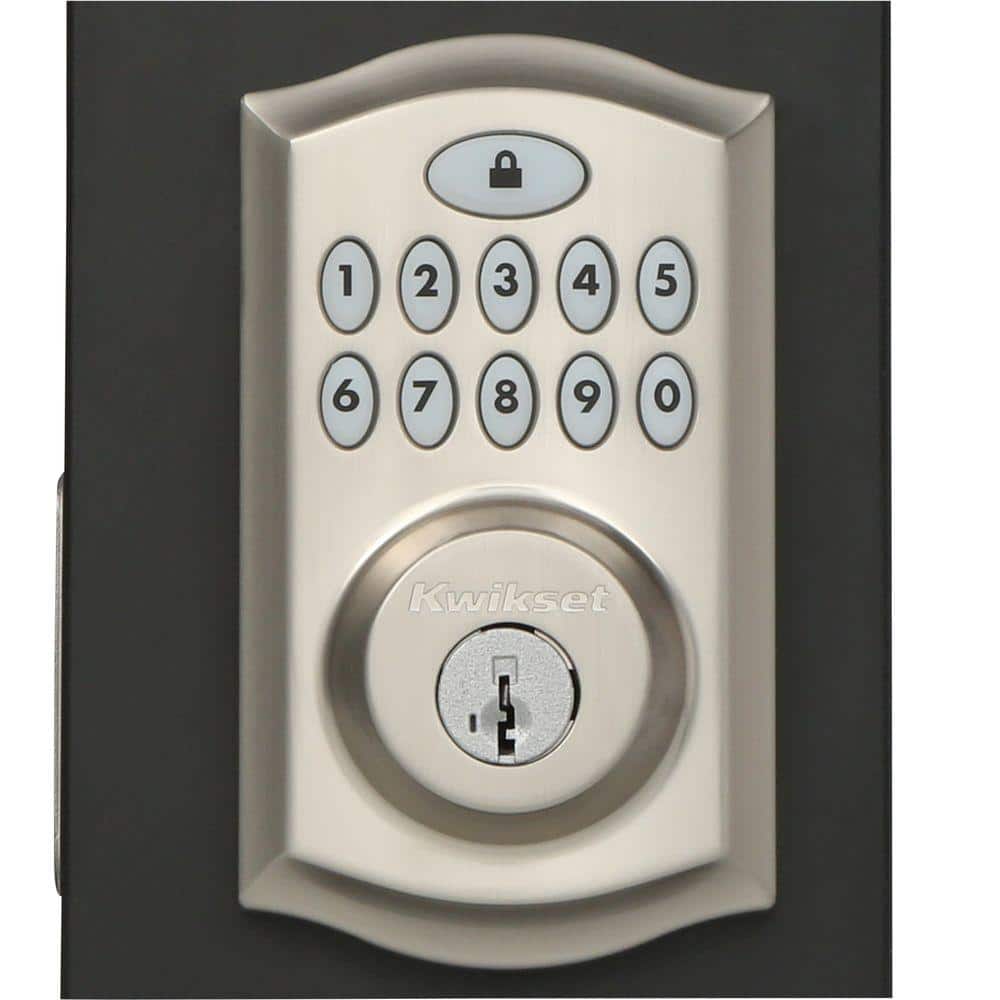 Kwikset SmartCode Satin Nickel Single Cylinder Electronic Deadbolt with SmartKey Security and Lido Hall/Closet Lever