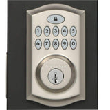 Kwikset SmartCode Satin Nickel Single Cylinder Electronic Deadbolt with SmartKey Security and Lido Hall/Closet Lever